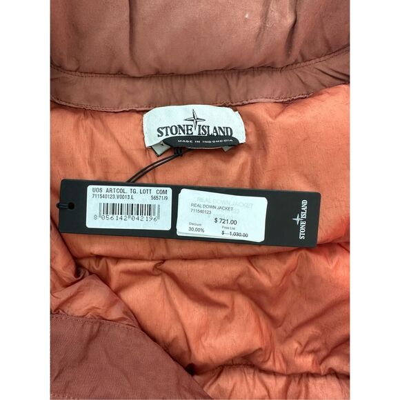 NWT Stone Island Mens Down Packable Hood Compass Badge Puffer Jacket Rust Large - Picture 10 of 10